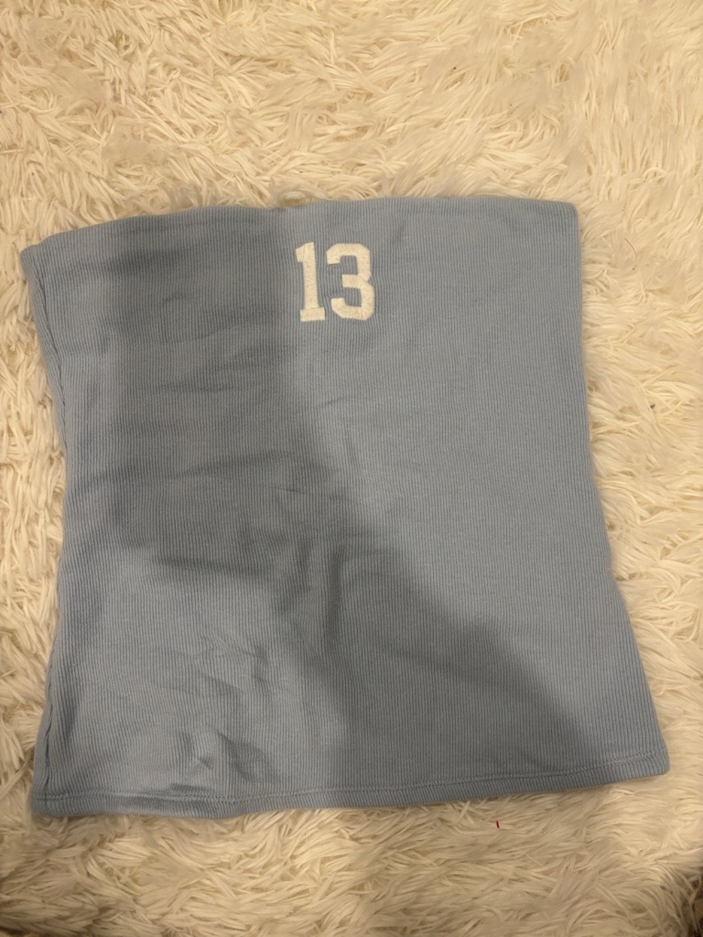 Hollister Light Blue Ribbed Tube Top with White Number Detail